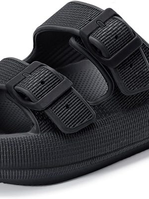 Sandals for Women and Men - Pillow Slippers - Double Buckle Adjustable Slides - EVA Flat Sandals