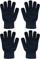 Winter Warm Knit Gloves for Women Teens Stretchy Full Finger Gloves for Running Driving Hiking 2 Pairs