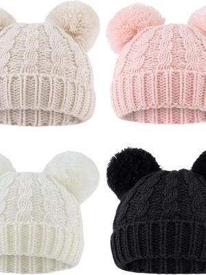 Baby Girl Beanie Winter Baby Boy Hat with Pom pom Warm Infant Knitted Hats Toddler Kid Beanies