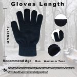 Winter Warm Knit Gloves for Women Teens Stretchy Full Finger Gloves for Running Driving Hiking 2 Pairs