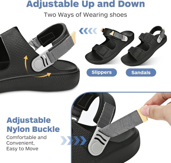 Slides for Men,Men's Slides Sandals for Men Adjustable Beach Sandal Platform Sandals Comfort Lightweight Ultra Cushion EVA Slides